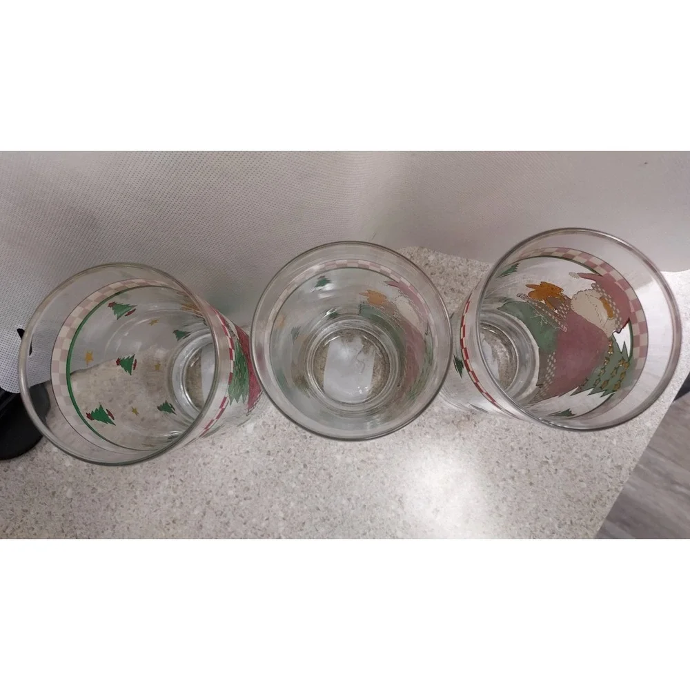 Anchor Hocking Mumm MAGIC‎ OF SANTA - Set of 3 - 6 1/4" HIGHBALL GLASSES Vintage - Picture 5 of 6